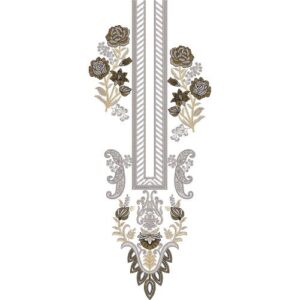 Elegant Neutral Floral Neckline Embroidery Design with Ornamental Motifs