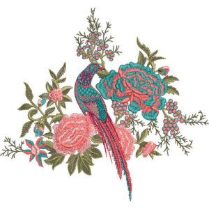 Flower Bird Embroidery Design
