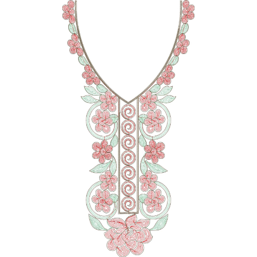 Chain Stitch Flower Embroidery Design