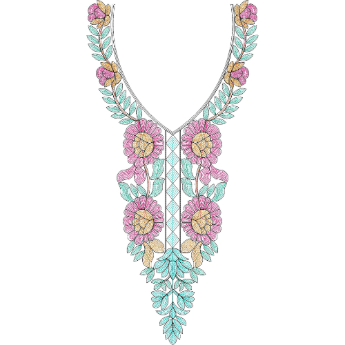 Chain Stitch Flower Embroidery Design