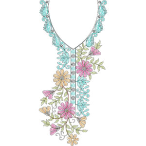 Chain Stitch Flower Embroidery Design