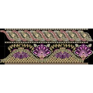 Royalty Free Ornamental Lace Border Embroidery Design with White Thread Work