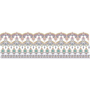 Royalty Free Ornamental Border Embroidery Design with Traditional Motif Work