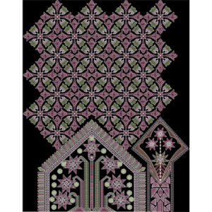 Royalty Free Geometric Floral Lattice Embroidery Design with Traditional Symmetry Pattern