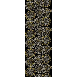 Royalty Free Elegant Gold Rose Repeat Pattern Embroidery Design on Black Background