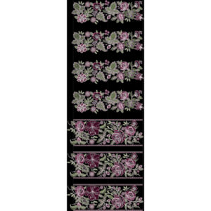 Royalty Free Floral Rose Border Embroidery Design with Elegant Repeating Vertical Panels