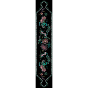 Royalty Free Floral Vertical Panel Embroidery Design with Elegant Thread Work