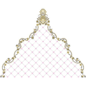 Royalty Free Ornamental Net Embroidery Design with Gold Thread Work