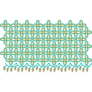 Royalty Free Geometric Border Embroidery Design with Multicolor Thread Work