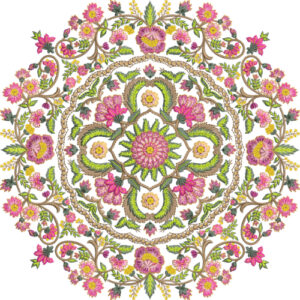 Luxury Floral Mandala Medallion Textile Print in Pink and Green