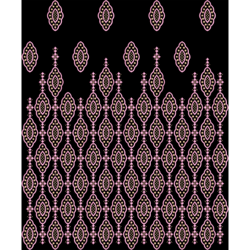 Ornamental Pink Beaded Motif Border Pattern on Black