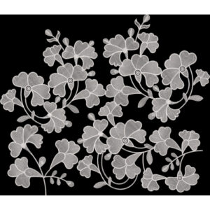 Elegant Monochrome Floral Vine Embroidery Pattern on Black