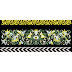 Elegant Floral Embroidery Border Design with Chevron Pattern