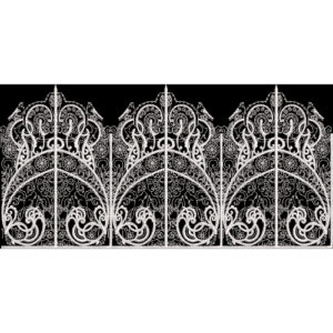 Elegant White Lace Embroidery Border with Ornamental Scroll Motifs