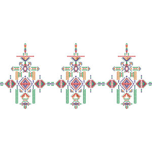 Colorful Tribal Geometric Embroidered Motif Border Design