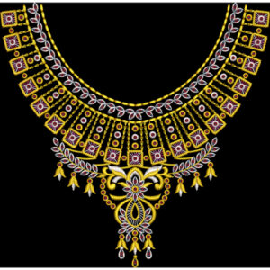 Royalty Free Neckline Embroidery Design with Traditional Gold Thread Work