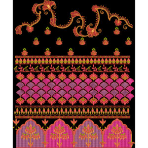 Traditional Embroidered Ethnic Border Set with Floral and Ornamental Motifs