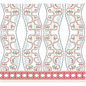 Royalty Free Floral Vine Panel Embroidery Design with Decorative Border Work