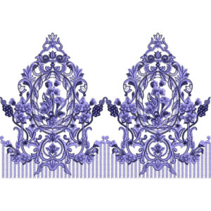 Elegant Embroidered Ornamental Floral Border with Classic Arch Motifs