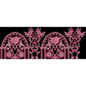 Ornate Embroidered Floral Arch Border with Classic Decorative Motifs