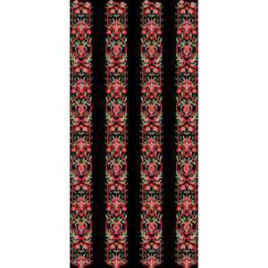 Embroidered Vertical Floral Stripe Pattern with Ornamental Motifs