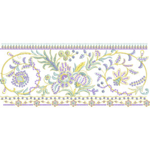 Royalty Free Floral Border Embroidery Design with Elegant Multicolor Thread Work