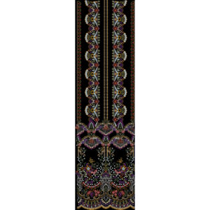 Luxury Embroidered Vertical Border Panel with Ornamental Floral and Beaded Detailing