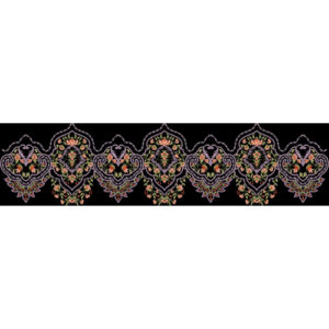 Embroidered Ornamental Floral Border with Repeating Medallion Motifs