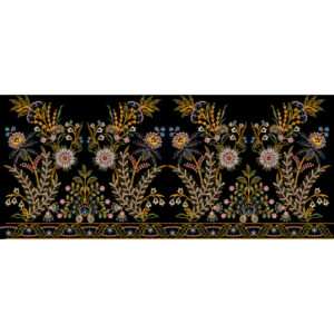 Royalty Free Floral Border Embroidery Design with Rich Multicolor Thread Work