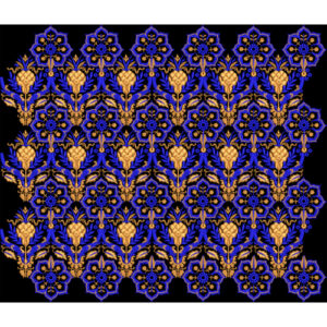 Royal Blue & Gold Mughal Floral Repeat Textile Pattern