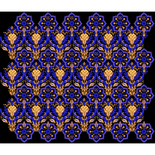 Royal Blue & Gold Mughal Floral Repeat Textile Pattern