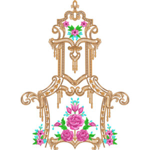 Elegant Gold Baroque Floral Embroidery Motif Design