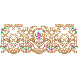 Royal Gold Baroque Border with Pink Floral Accents