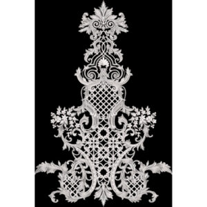 Classic White Baroque Ornamental Motif with Floral Scrollwork
