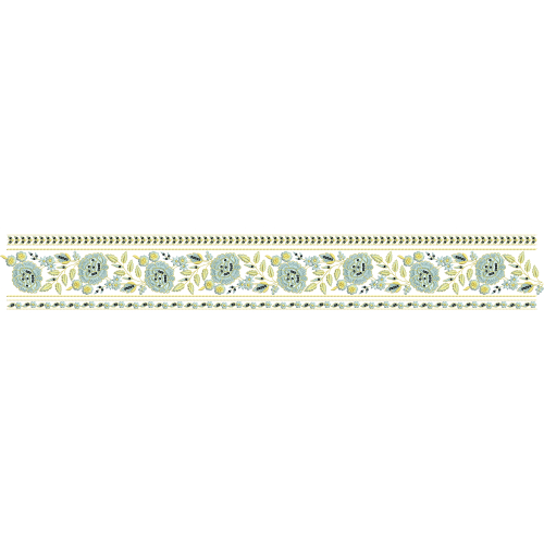 Royalty Free Floral Border Embroidery Design with Soft Multicolor Thread Work