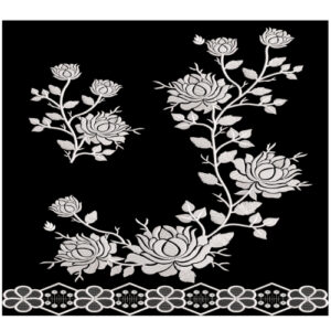 White Rose Embroidered Motif Set with Decorative Border