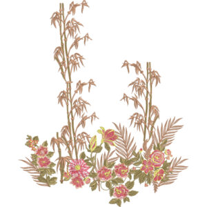 Bamboo and Blossom Embroidered Floral Arrangement