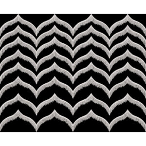 White Ornamental Wave Arch Textile Print Design on Black Background