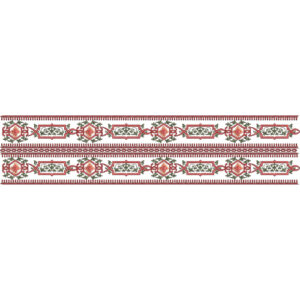 Traditional Red and Green Ornamental Border Textile Print Design