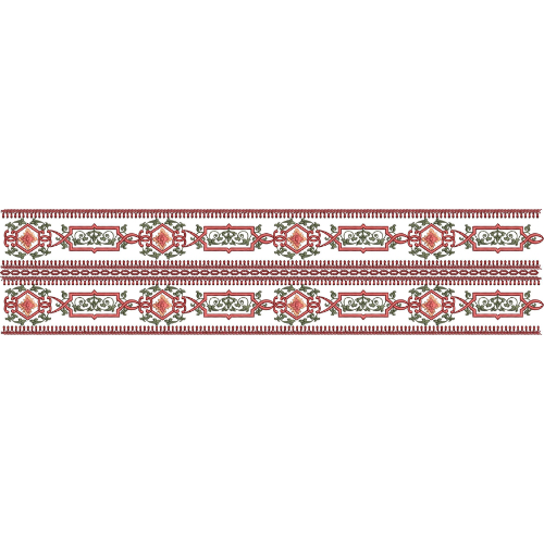 Traditional Red and Green Ornamental Border Textile Print Design