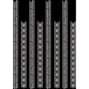 Monochrome Vertical Geometric Stripe Textile Print on Black Background