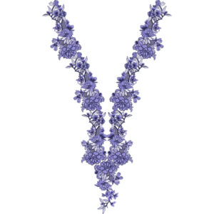 Purple Floral Embroidery Style V-Neckline Textile Print Design