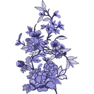 Purple Floral Embroidery Style Botanical Textile Print Design