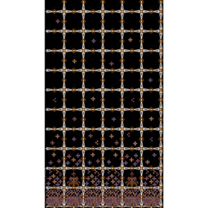 Royalty Free Geometric Net Embroidery Design with Gold Thread Work