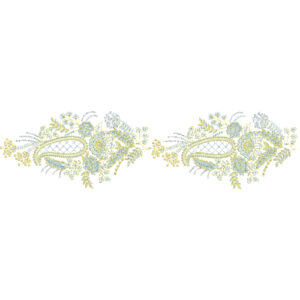 Royalty Free Floral Motif Embroidery Design with Elegant Gold Thread Work