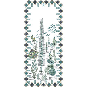 Botanical Landscape Embroidery Style Decorative Panel Textile Print