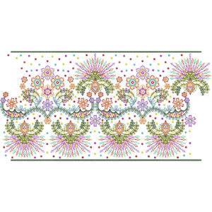 Royalty Free Decorative Floral Border Embroidery Design with Vibrant Multicolor Thread Work