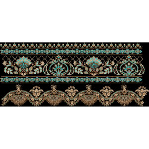 Royal Turquoise & Antique Gold Mughal Border Embroidery Design