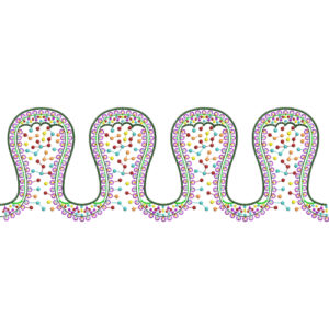 Royalty Free Decorative Wave Border Embroidery Design with Multicolor Thread Work