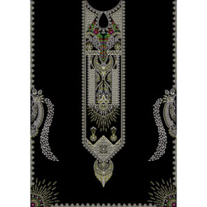 Royalty Free Ornamental Neckline Panel Embroidery Design with Luxury Thread Work